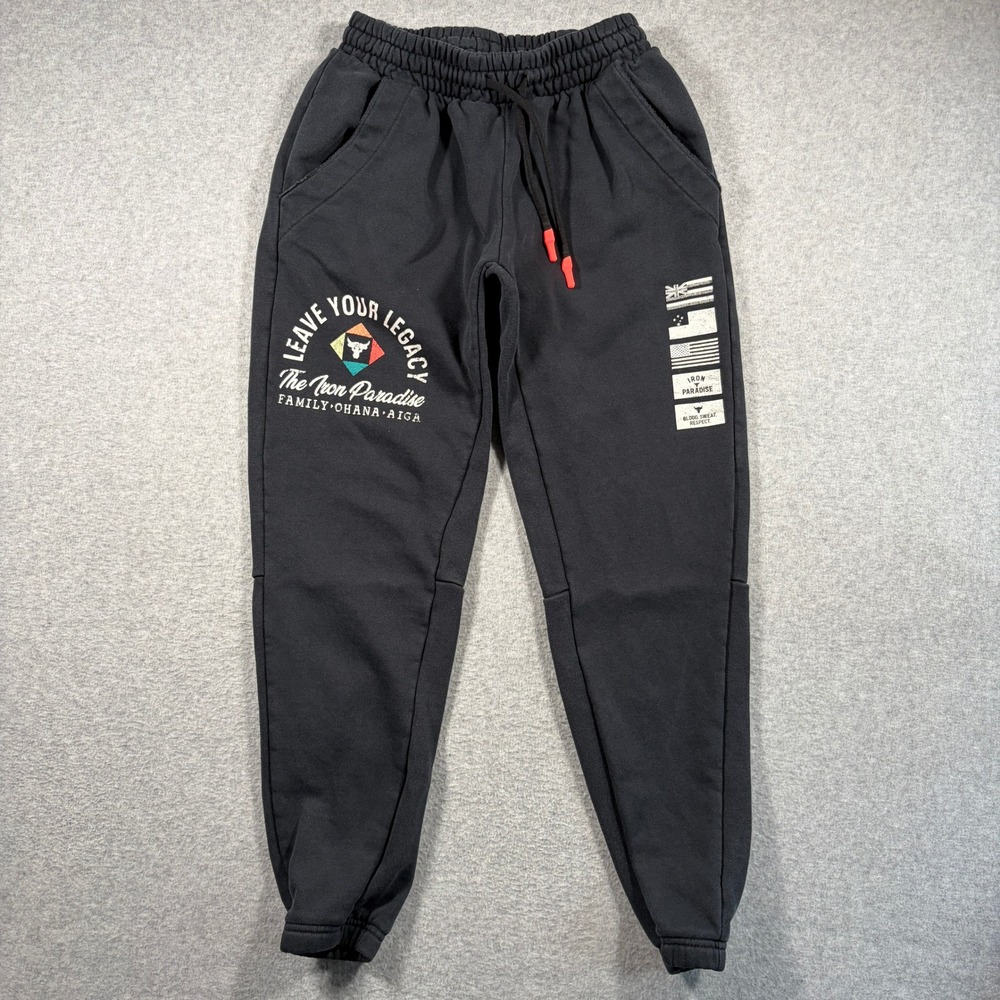 Under Armour Project Rock Sweatpants Women's Medium Black Iron Paradise Joggers